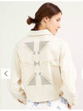 AG Adriano Goldschmied Cream Embroidered Jean Jacket